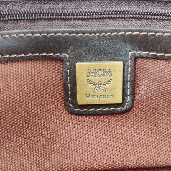 MCM Tan and Black Logo Shoulder Bag - Picture 11 of 12